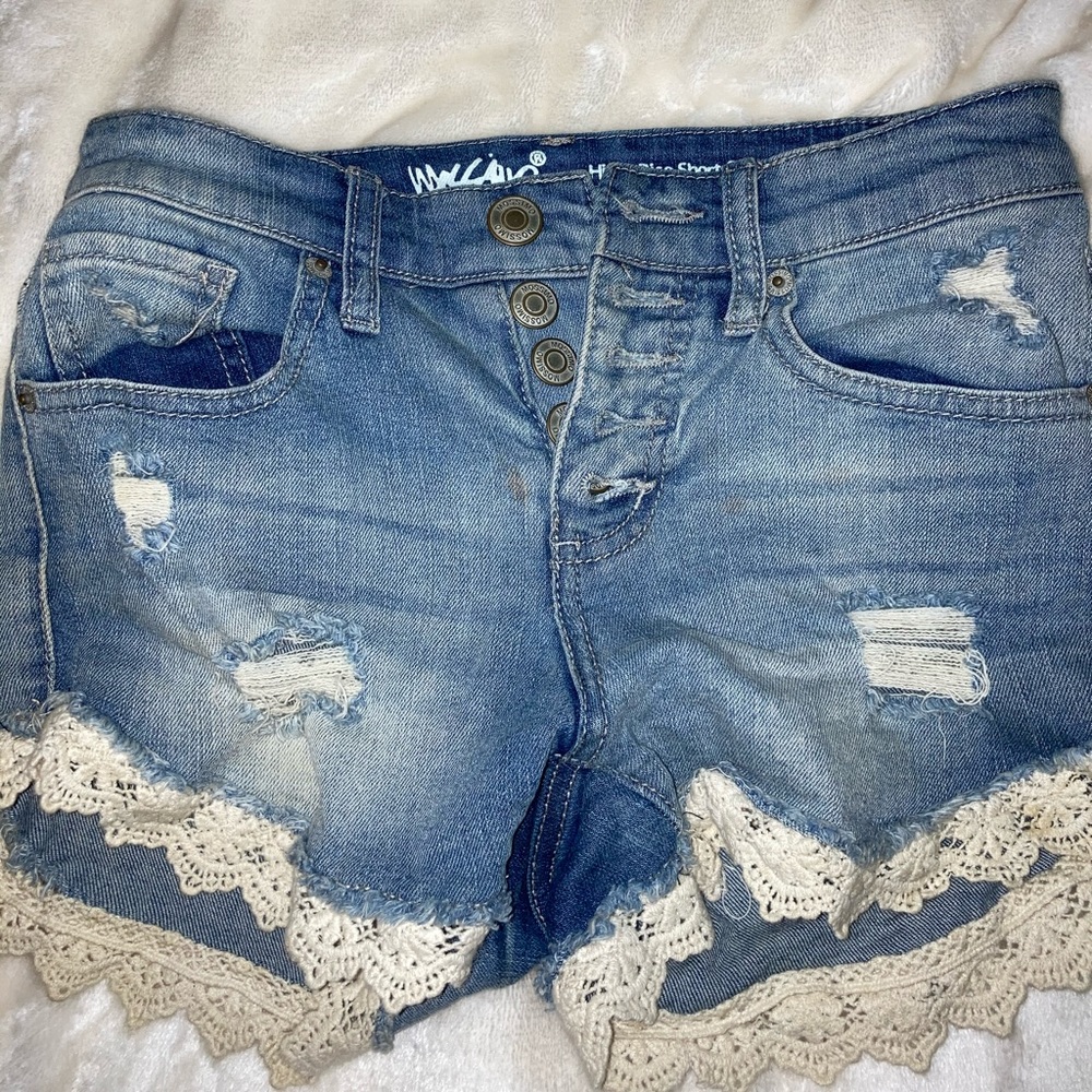High waisted lace bottom shorts